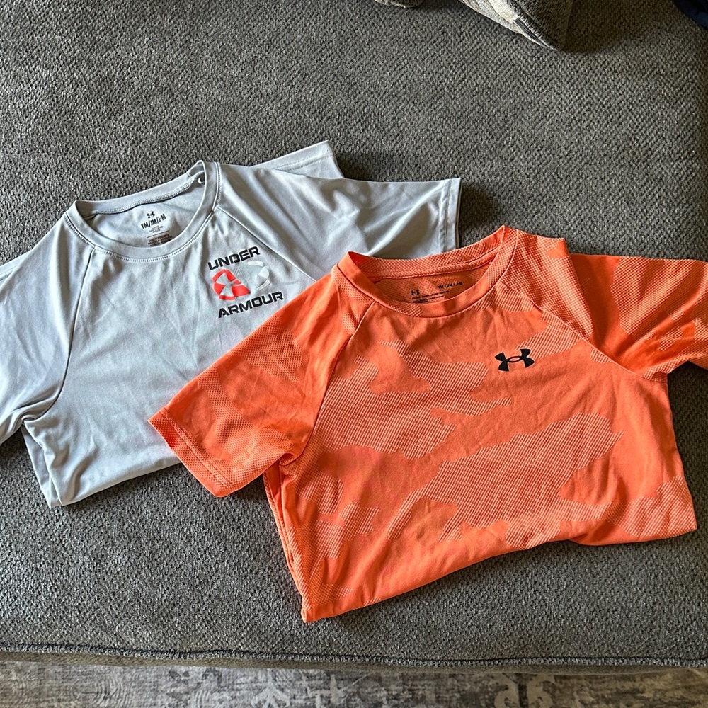 Under Armour Kids' Light Gray and Bright Orange Dri-fit Tees